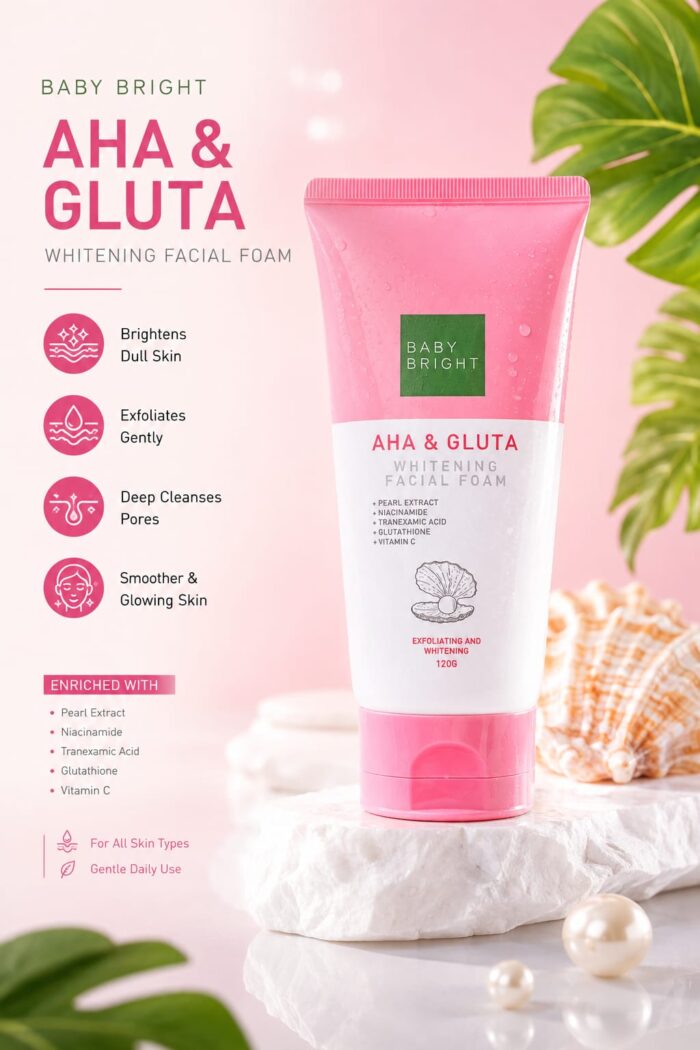 Baby Bright AHA & Gluta Whitening Facial Foam